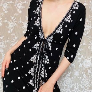 Embroidered Black Maxi Dress